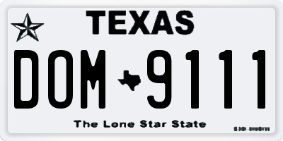 TX license plate DOM9111