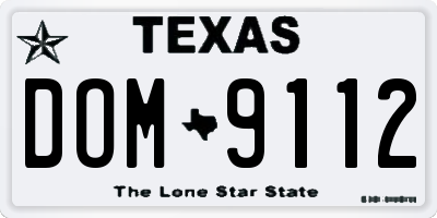 TX license plate DOM9112