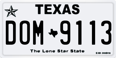 TX license plate DOM9113