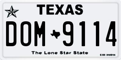 TX license plate DOM9114