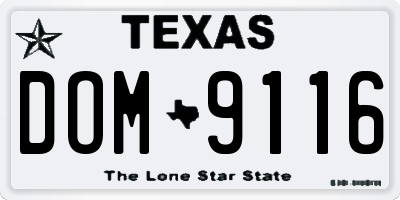 TX license plate DOM9116
