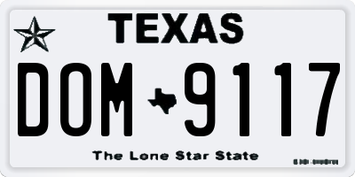 TX license plate DOM9117