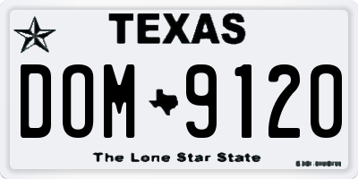 TX license plate DOM9120