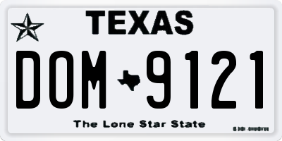 TX license plate DOM9121