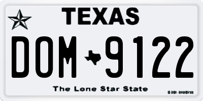 TX license plate DOM9122