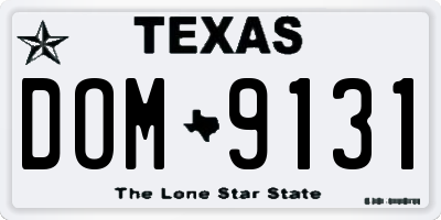 TX license plate DOM9131