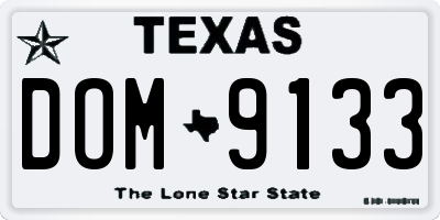 TX license plate DOM9133