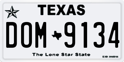 TX license plate DOM9134