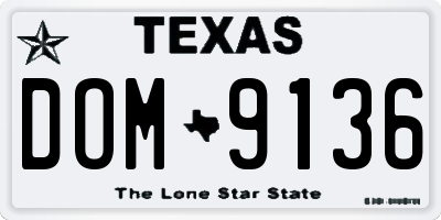 TX license plate DOM9136