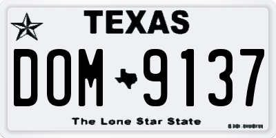 TX license plate DOM9137