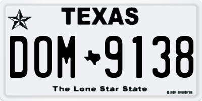 TX license plate DOM9138