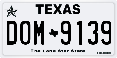 TX license plate DOM9139