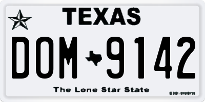 TX license plate DOM9142