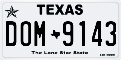 TX license plate DOM9143