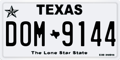 TX license plate DOM9144