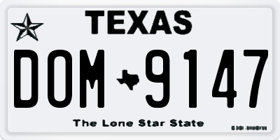 TX license plate DOM9147