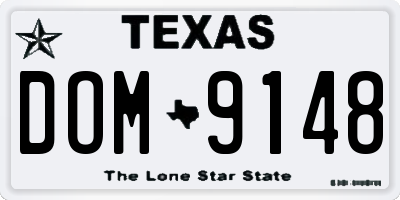 TX license plate DOM9148