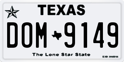 TX license plate DOM9149