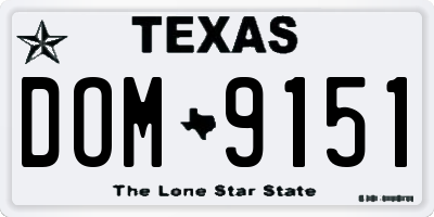 TX license plate DOM9151