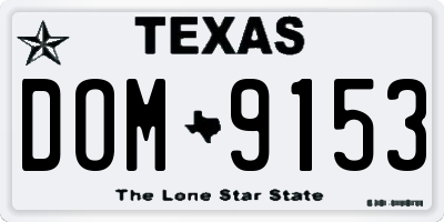 TX license plate DOM9153