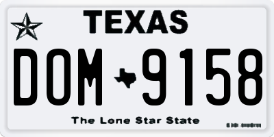 TX license plate DOM9158