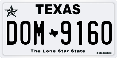 TX license plate DOM9160