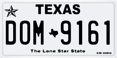 TX license plate DOM9161