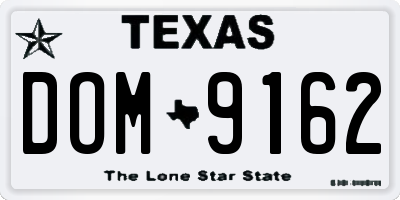 TX license plate DOM9162