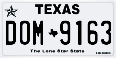 TX license plate DOM9163