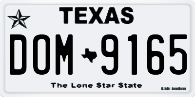 TX license plate DOM9165