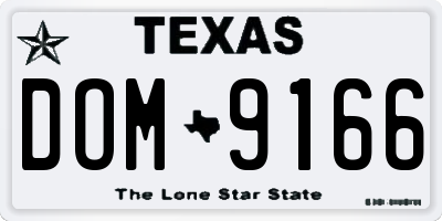 TX license plate DOM9166