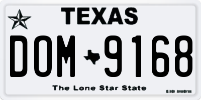 TX license plate DOM9168