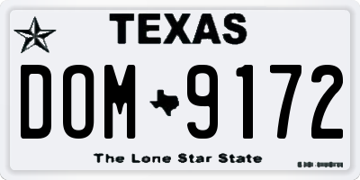 TX license plate DOM9172