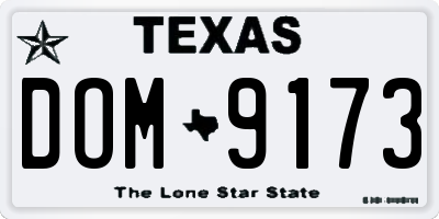 TX license plate DOM9173