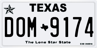 TX license plate DOM9174