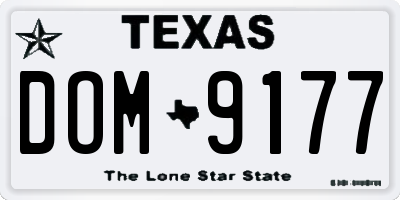 TX license plate DOM9177