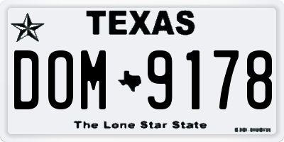 TX license plate DOM9178