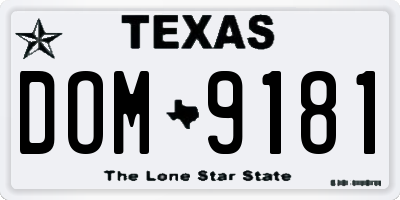TX license plate DOM9181