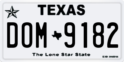 TX license plate DOM9182