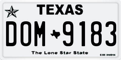 TX license plate DOM9183