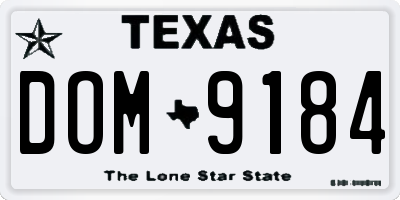 TX license plate DOM9184