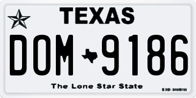 TX license plate DOM9186