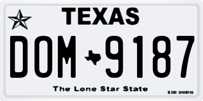 TX license plate DOM9187