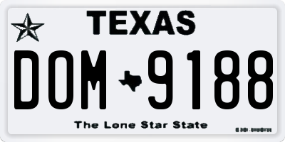 TX license plate DOM9188