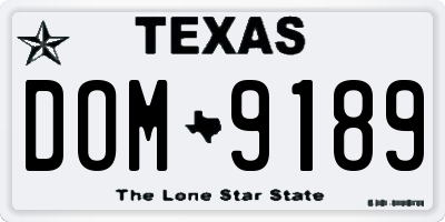 TX license plate DOM9189