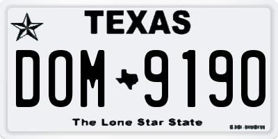TX license plate DOM9190