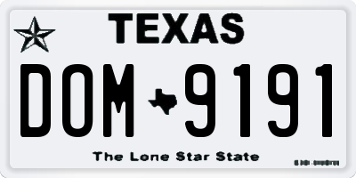 TX license plate DOM9191