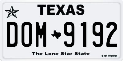TX license plate DOM9192