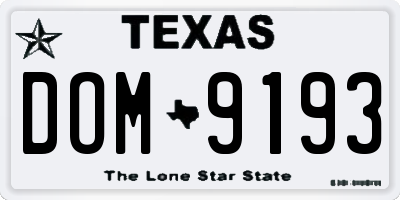 TX license plate DOM9193