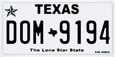 TX license plate DOM9194